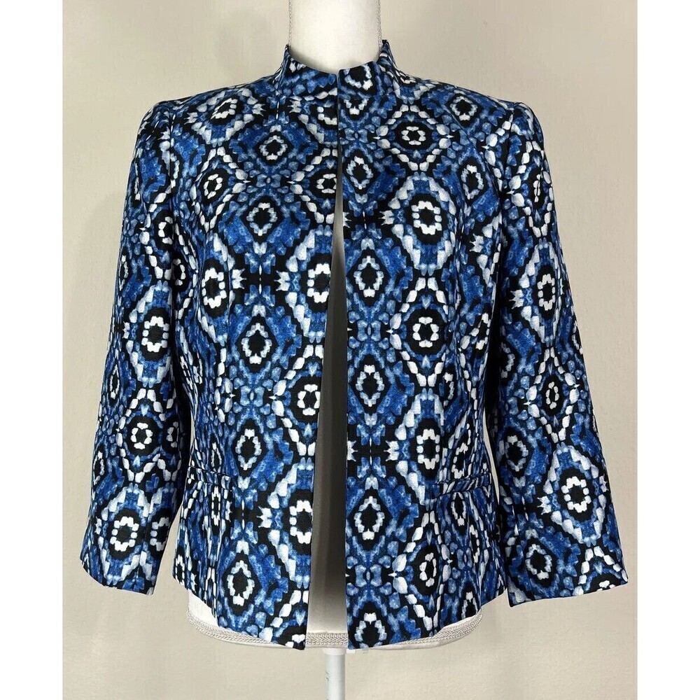 Kasper Cabana Multi Color Geo Print Open Front Ma… - image 6